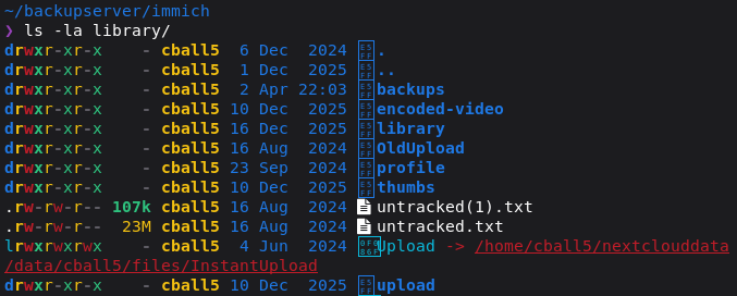 Linux ls command showing a hard link that no longer points to anything.