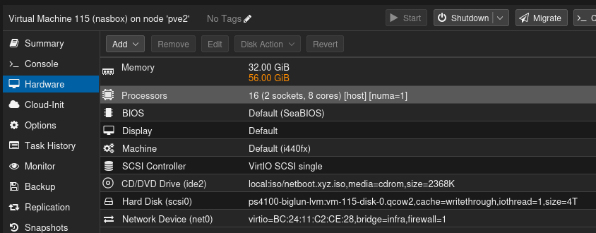 nasbox on proxmox.