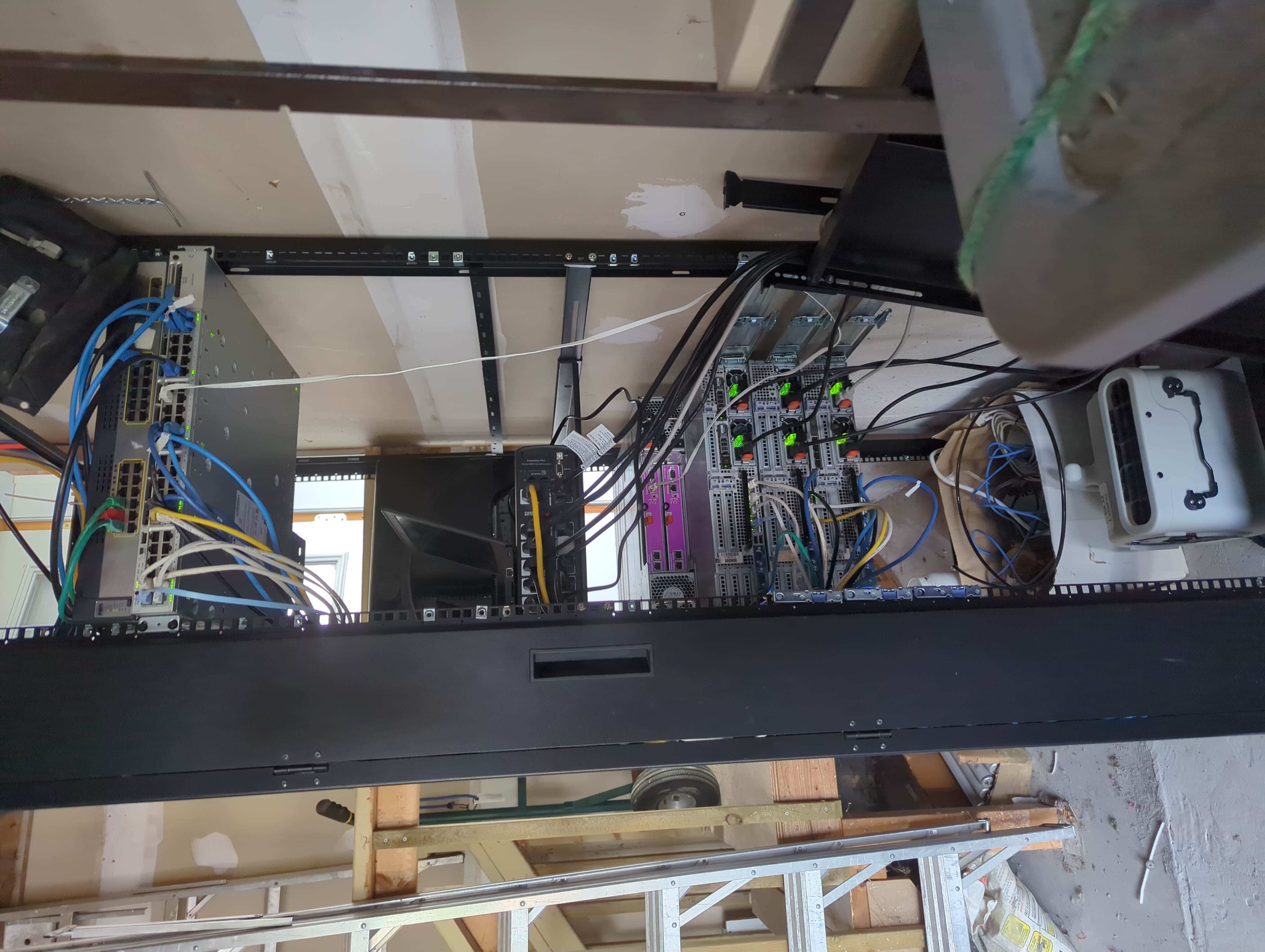 View of server rack from the rear.