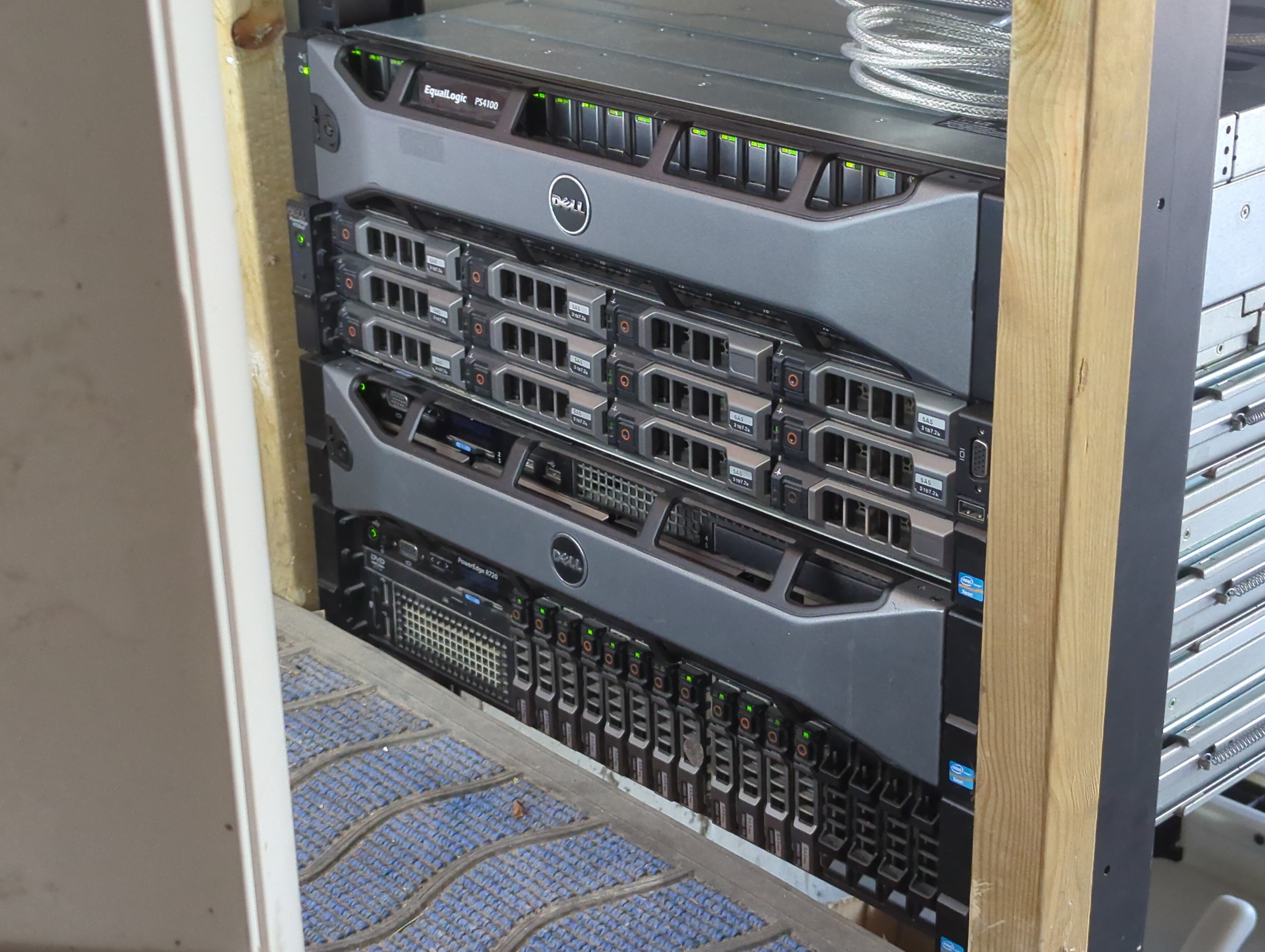 View of server rack from the front.