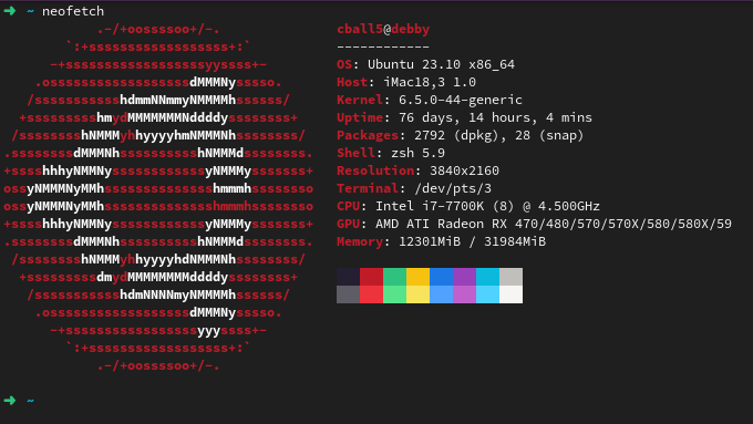 neofetch output from iMac