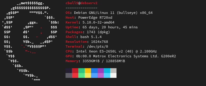 neofetch output from r720xd
