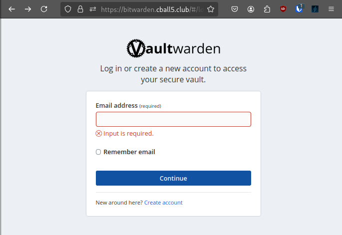 Vaultwarden Dashboard.