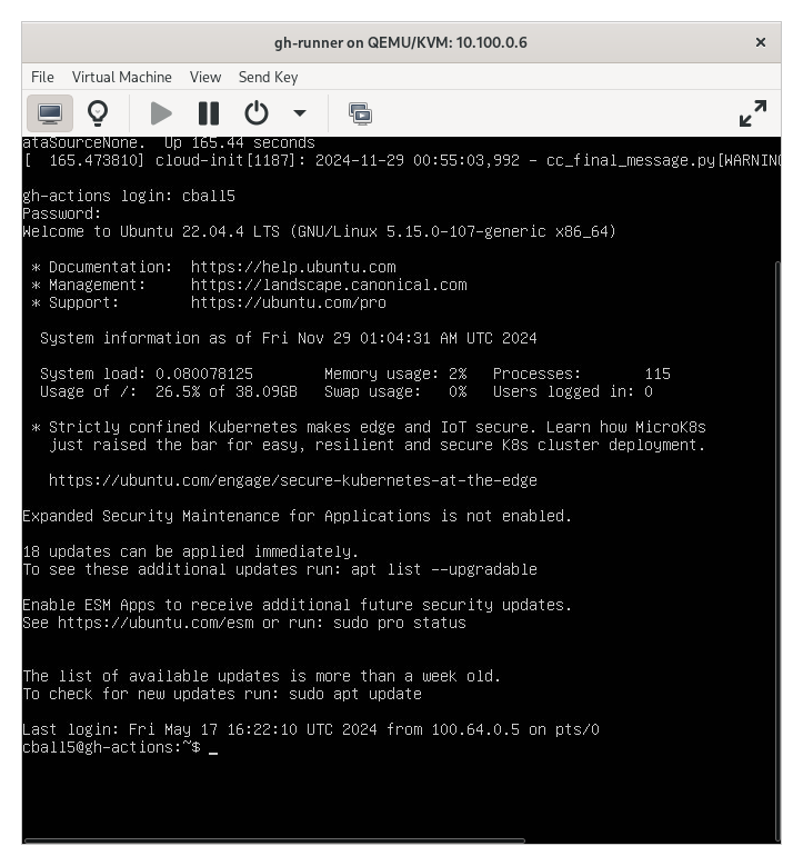 gh-runner on virt-manager
