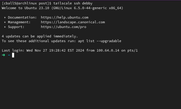 Tailscale SSH working.