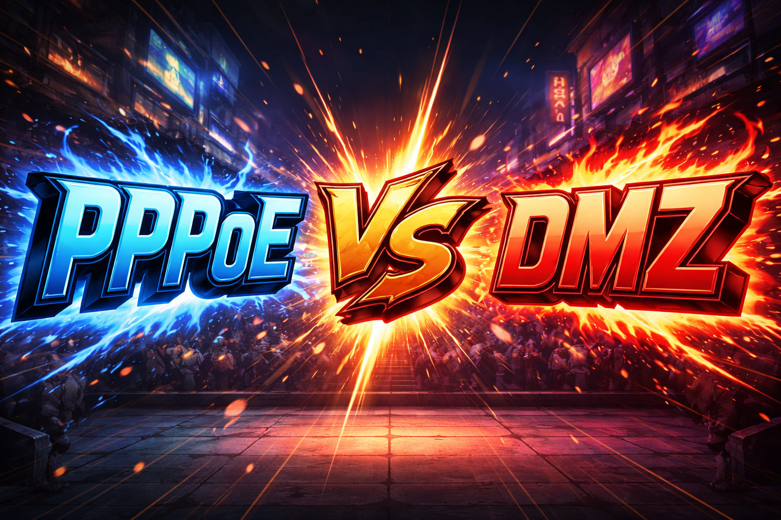 Streetfighter 'vs' screen between PPPoE vs DMZ.