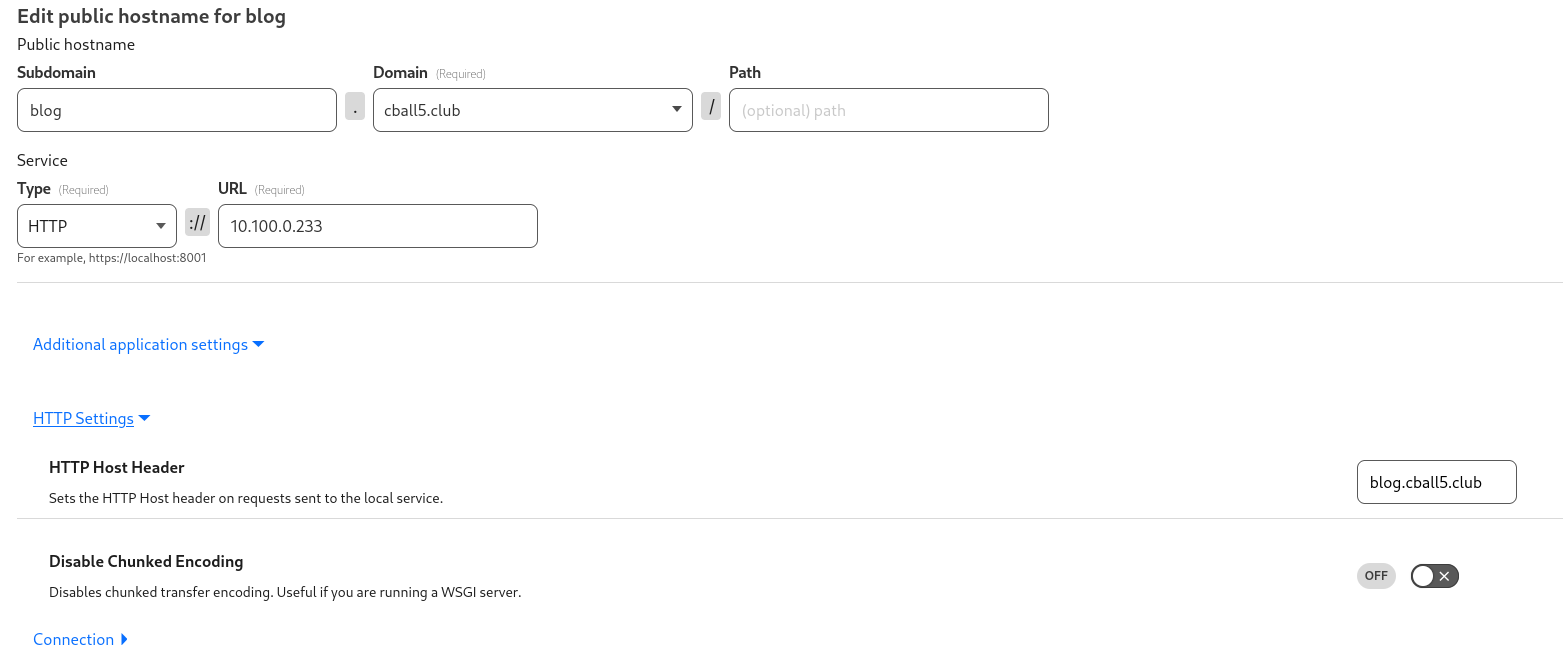 Cloudflare Tunnel Host Header Settings
