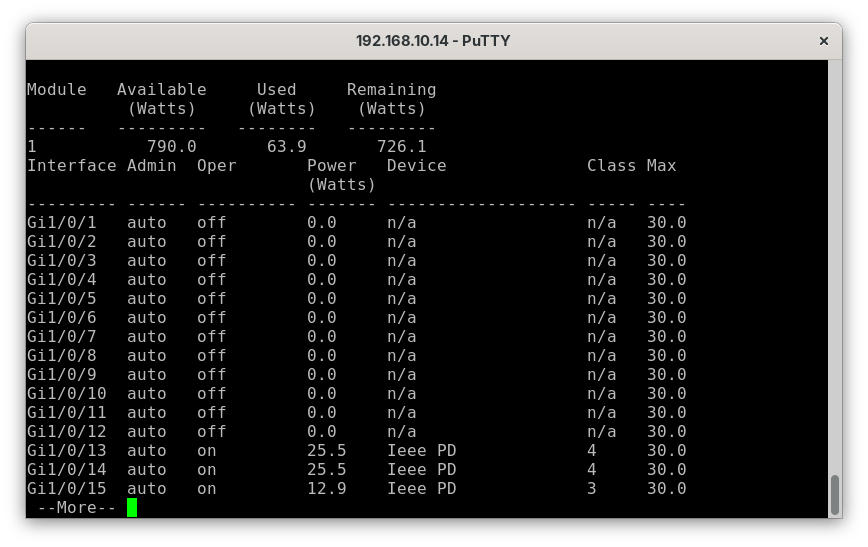 PoE Statistics on the Switch